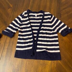 Croft & Barrow navy and white striped cardigan size M